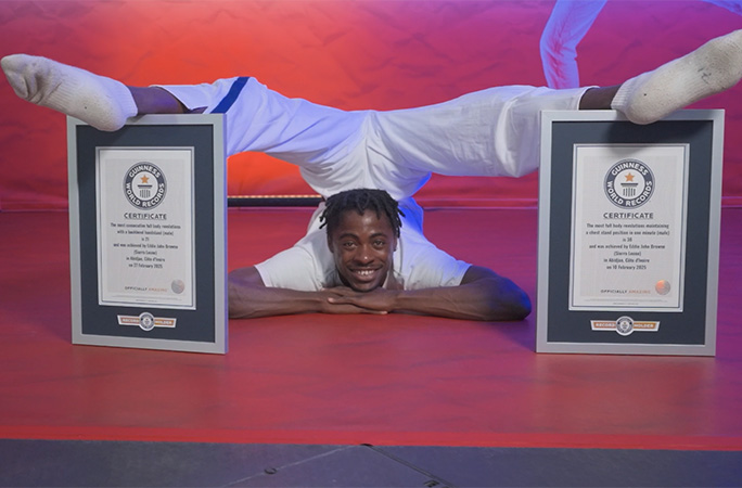 Eddie with his certificates