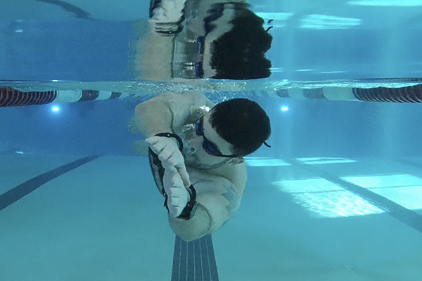 Swimming record holder in the pool