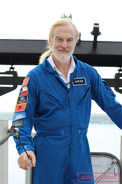 Victor wearing blue diving gear