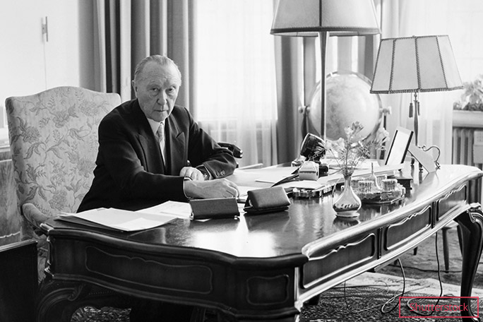 The former Chancellor of West Germany Konrad Adenauer