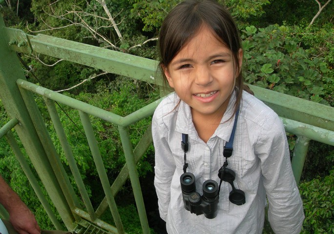 Mya-Rose birding in the Amazon rainforest in Ecuador in 2010