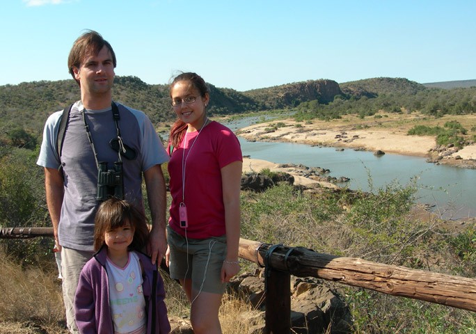 Mya With her dad, Chris, and big sister, Ayesha, on a birding trip in South Africa