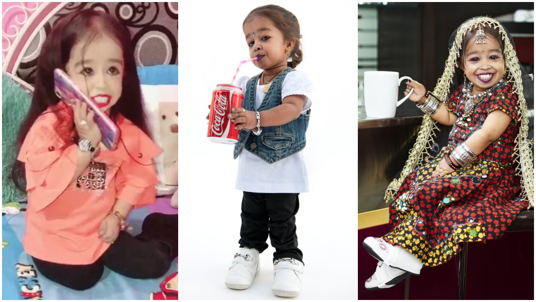 Jyoti three split images holding items