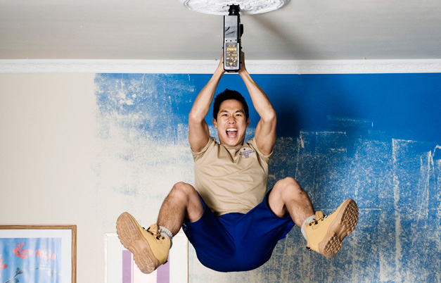 Most rotations hanging from a power drill in one minute